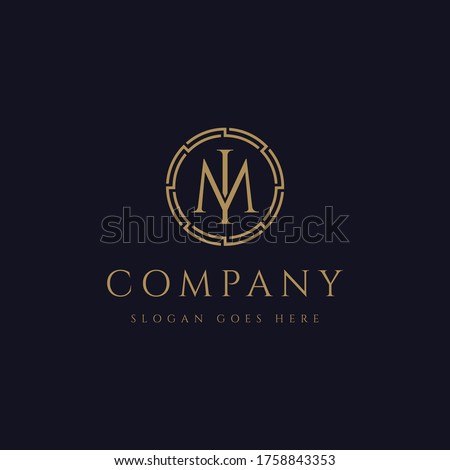 Monogram letter IM logo, letter MI logo icon vector template on dark background Stok fotoğraf © 