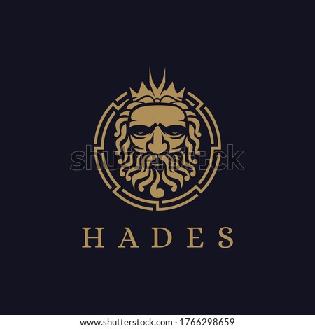 Hades God logo icon illustration vector on dark background, Pluto god logo, orkus logo