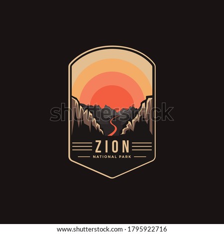 Emblem patch logo illustration of Zion National Park on dark background ストックフォト © 