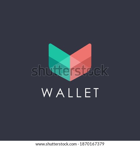 Modern abstract flat colorful open wallet logo icon vector template on dark background