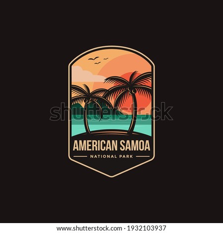 Emblem sticker patch logo illustration of American Samoa National Park on dark background