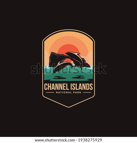 Emblem sticker patch logo illustration of Channel Islands National Park on dark background