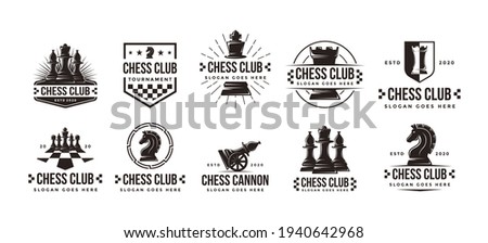 Set of Vintage classic badge emblem chess club, chess tournament logo vector icon on white background 