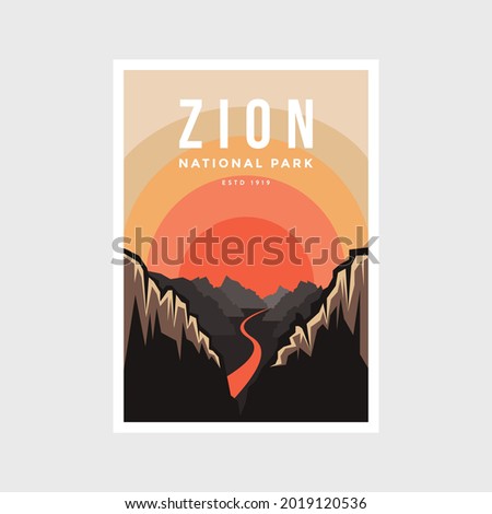 Zion National Park poster vector illustration design, canyon and river poster ストックフォト © 