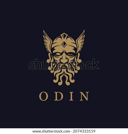 Head of Nordic Odin God logo vector illustration on dark background Imagine de stoc © 