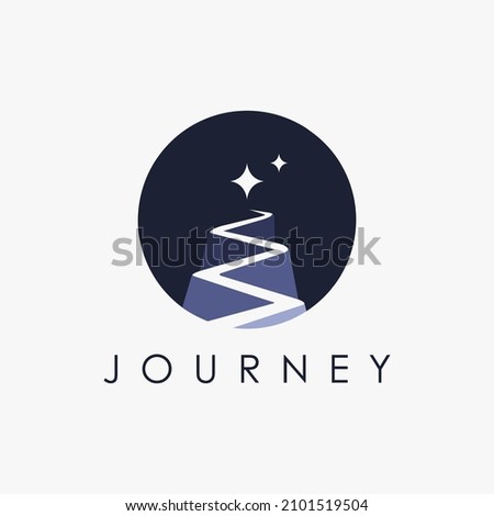 Journey logo vector icon, the way to the star logo on white background