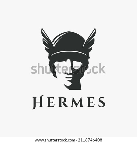 Head of God Hermes logo vector icon on white background