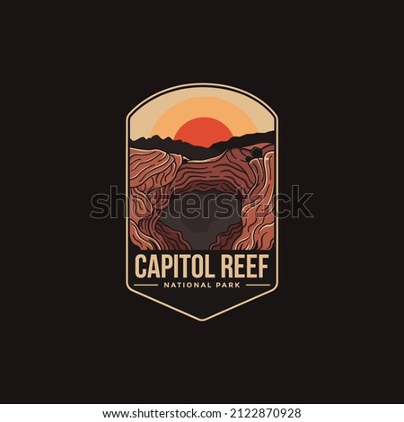 Emblem sticker patch logo illustration of Capitol Reef National Park on dark background 商業照片 © 