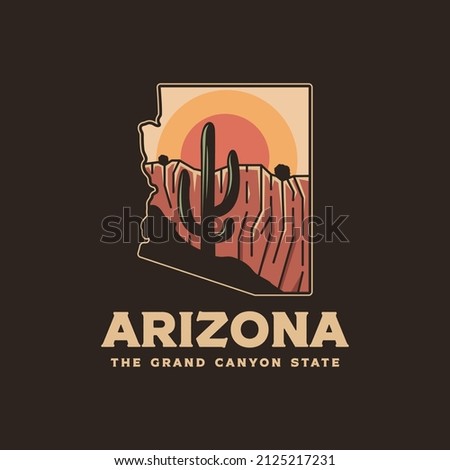 Illustration of Arizona map logo design vector on dark background