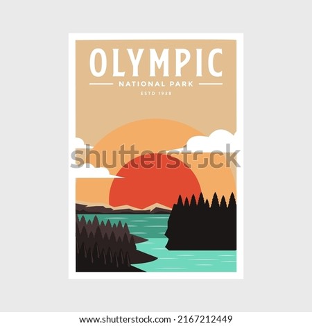 Olympic national park poster vector illustration design