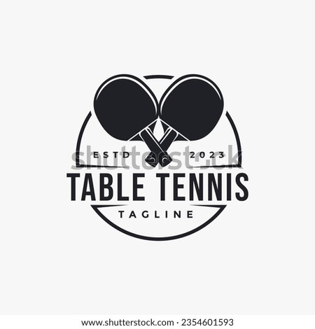 Vintage classic badge emblem table tennis logo, pingpong, table tennis club vector on dark background