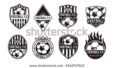 Set of badge emblem Football soccer sport team club logo on white background