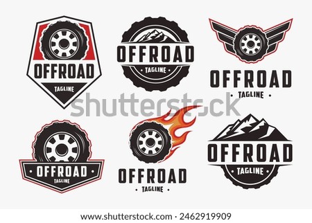 Set of extreme sports offroad logo on white background