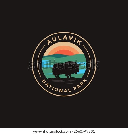 Aulavik National Park vector logo theme on dark background