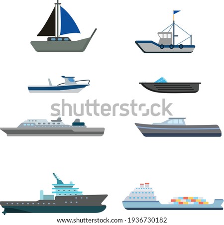 Vector illustration Flat ship set icon isolated on white background