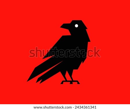 Geometric raven silhouette logo vector clip art ink business company symbol editable