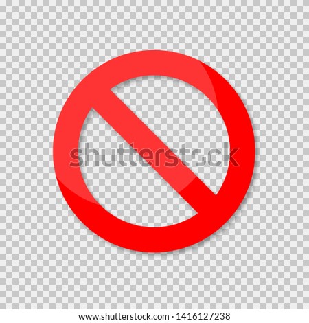 No sign isolated. Red no symbol. Circle red warning icon. Template for button or web applications. EPS 10