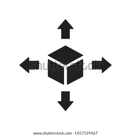 Delivery box icon isolated. with four arrwos. Shippind template element. EPS 10