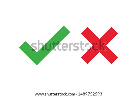 Checkmark cross on white background. Isolated vector sign symbol. Checkmark icon set. Checkmark right symbol tick sign. Flat vector icon. Test question. EPS 10 Foto stock © 