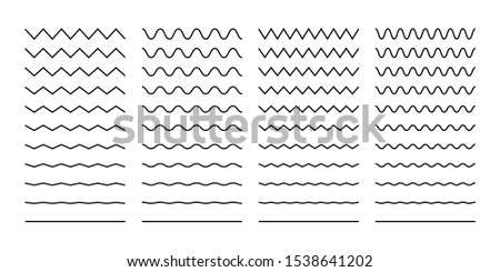 Wave set in abstract style on white background. Decoration element. Geometric design. Vector illustration ocean. Vector line design. Vector sound wave. Vector graphic set. EPS 10
