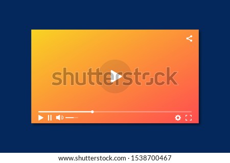 Modern interface video player. Template for applications and web technology. Blue background. Screen video player. Vector digital illustration. Multimedia interface. EPS 10