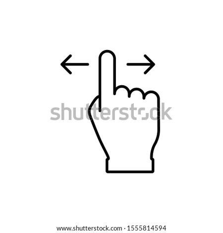 Hand swipe in linear style vector isolated icon. Finger touch outline vector icon. Swipe up icon. Mobile device concept. Vector pointer finger click. Finger touch screen. EPS 10