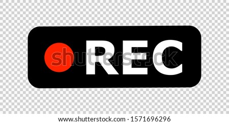 Recording sign. REC icon. Isolated vector element on transparent background. Recording black with red vector sign. EPS 10