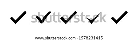Set of black check mark isolated vector icons. Vote symbol tick. Approved icon. Check mark icon set. Tick checkmark check list button icon. EPS 10