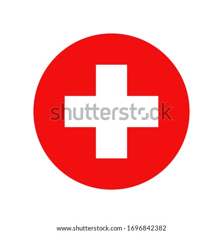 Red cross. Vector isolated icon. Medicine health hospital sign symbol. Vector abstract graphic design. Emergency medicine. First aid. Health care. EPS 10