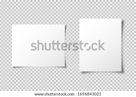 A4 paper mockup vector template with shadow isolated on transparent background. Graphic element. Blank paper mockup vector design. Web banner. EPS 10
