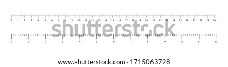 Metric inch rulers. Vector isolated measure elements.  Metric measurement. Measure instrument. Education vector illustration. Ruler scale measure. EPS 10