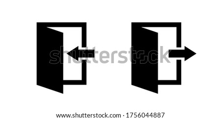 Exit entrance icon. Vector isolated black icon. Doorway entrance exit sign. EPS 10