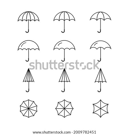 Umbrella icon. Umbrella line icon collection. Parasol black vector weather signs. Stock vector. EPS 10