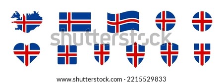 Iceland flag icon. Iceland country map sign. Nation Iceland flag icon. Stock vector. EPS 10