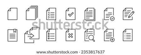 Document, file icon. Paper document, file vector icon collection. EPS 10