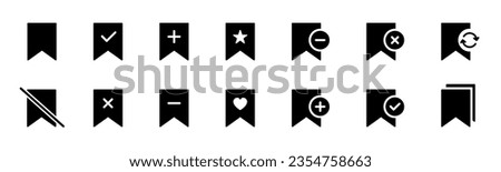 Bookmark, favourite silhouette icon. Save, favourite icons collection. EPS 10