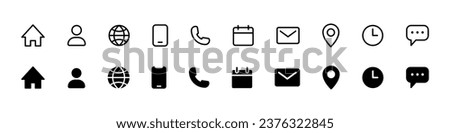 Contact information icon. Business contact icons collection. Contact address information vector icon