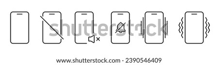 Silent mode icon. Mute, silent, vibration smartphone mode. Silent mode vector icons collection. EPS 10