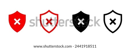 Shield cross icons. Protection, security shield symbols collection. Shield vector icons set