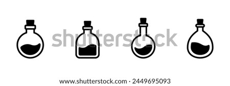 Flask icon set. Potion, bottle chemical vector solid icons. Vector