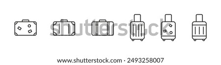 Suitcase icon set. Baggage, travel suitcase symbol. Luggage, bag icon set. Vector icons