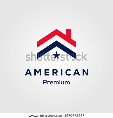 american flag house premium house mortgage logo vector 