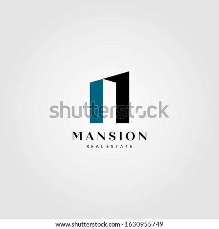 real estate building logo mansion number one vector illustration