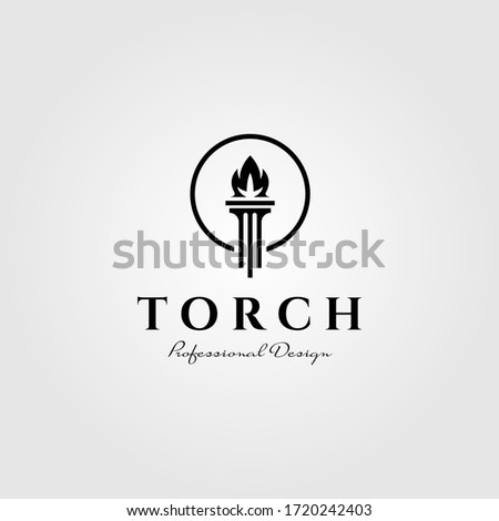 flame torch logo pillar symbol vector illustration design