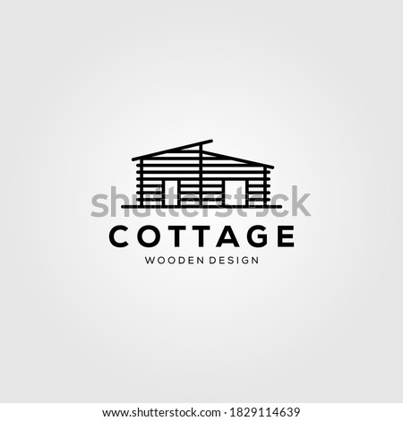 line art cottage village logo vector illustration 商業照片 © 