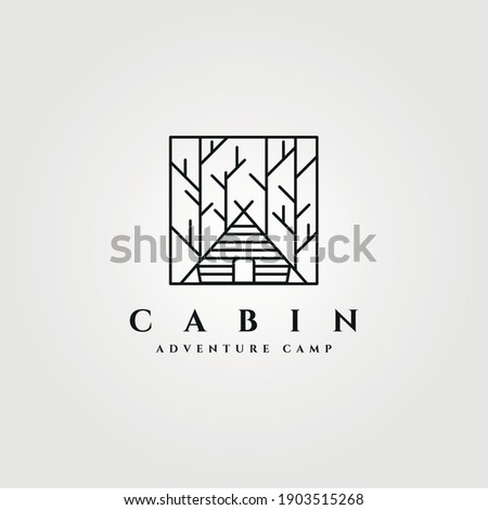 cabin forest logo vector symbol minimalist line art illustration design