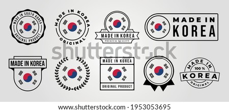 set bundled made in korea label badge vector illustration design, made in korea logo design