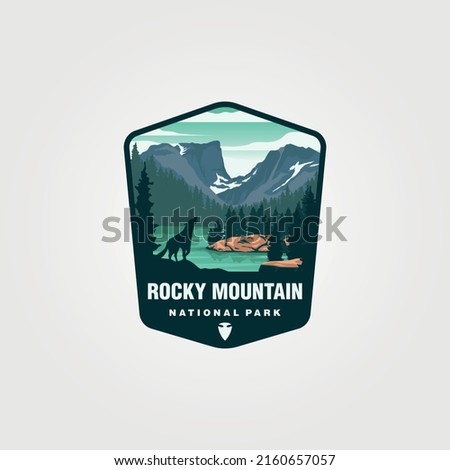 vector of rocky mountain logo patch symbol illustration design, us national park emblem