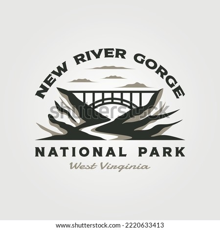 new river gorge travel logo design with bridge vector symbol illustration design