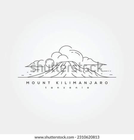 mount kilimanjaro landscape line art vector symbol illustration design, tanzania mountain national park minimal design